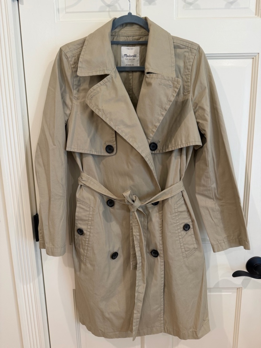 Madewell Khaki Double-Breasted Trench Coat with Belt